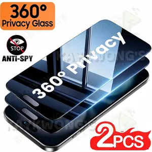 KAYKWONG'S 2pcs Round-Direction Privacy Screen Protector for iPhone 17 Pro Max Series, 360° Anti-Spy, Protection, Auto Dust Removal, Bubble-Free Tempered Glass, Fits for iPhone 13-17 Series