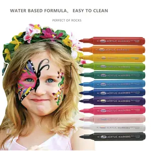 12 Colors Body Painting Markers Temporary Tattoo Markers for Skin Waterproof Sweatproof for Halloween Anti-Smudge for Party
