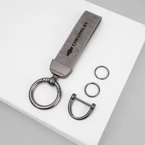 High Grade Leather Keychain with Car Logo Key Ring, Accessories for Chevrolet Cruze Spark Captiva Suburban Camaro Malibu Silverado