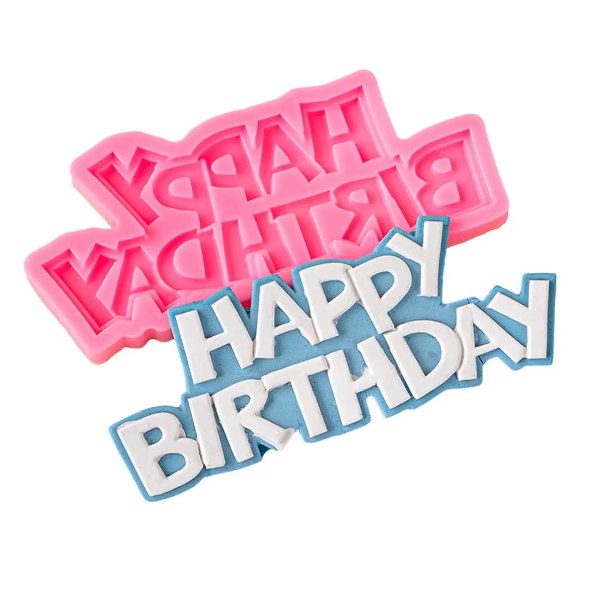 Silicone Cake Decorating Mold, 1 Count Happy Birthday Letter Pattern Baking Mold, Practical Baking Tools For Home Kitchen