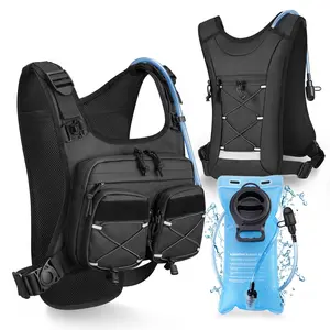 【NEW STORE OFFER】NOOLA Running Vest with 2L Water Bladder, Reflective Hydration Backpack for Men Women, Lightweight Chest Pack with Phone Pocket Adjustable Running Backpack for Marathon Fishing Cycling Hiking