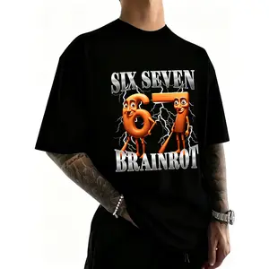 Cotton Funny 67 Italian Brainrot Tung Tung Sahur Six Seven Meme T-Shirt