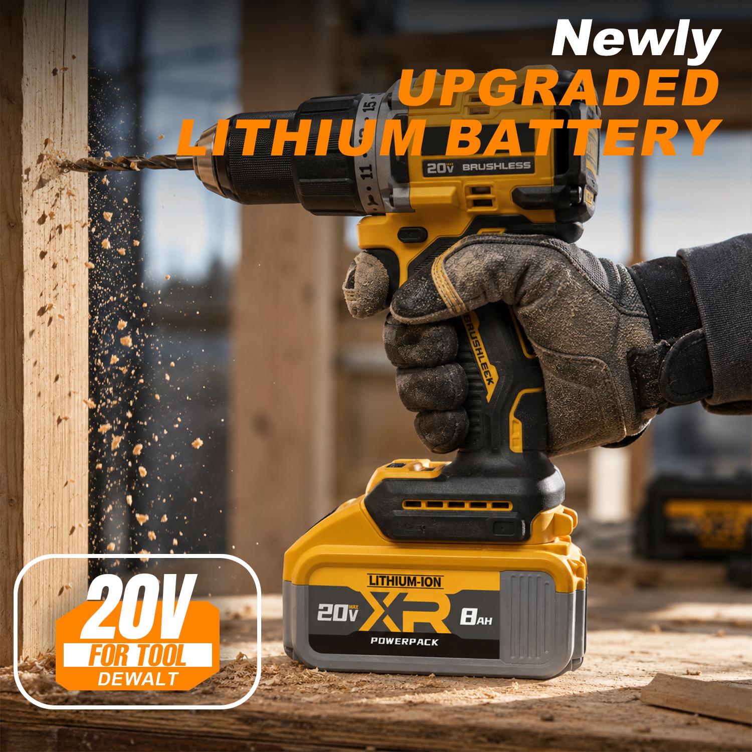 Brand New Upgrade Dewalt Replacement Battery 20V Max 8.0Ah Lithium Compatible with DCB208 DCB200 DCB206 DCB205 DCB204 Cordless Power Tools high-capacity