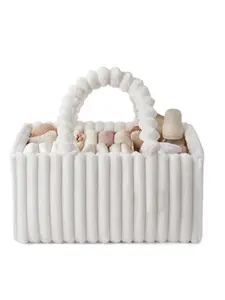 Flannel Diaper Caddy Organizer, Cozy Nursery Storage Basket, Travel, Included Gift Packaging, Perfect Baby Shower Gift, Newborn Essentials, Travel Diaper Tote