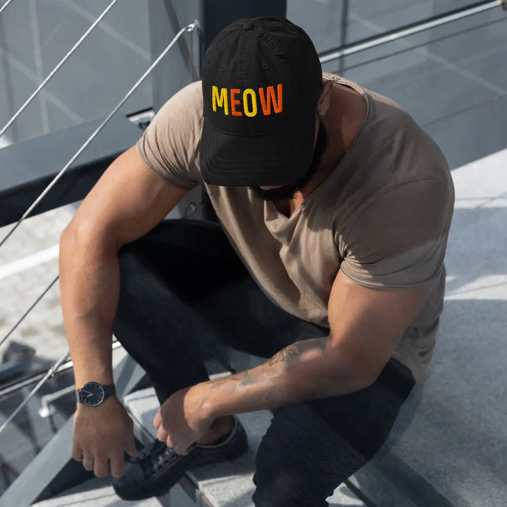 Distressed Dad Hat - MEOW