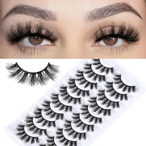 Natural Lashes Short False Eyelashes Wispy Mink Eye Lash Fluffy Wispies Eyelash Natural Look 10 Pairs Fake Lashes Pack Volume Lash Strips Pestañas