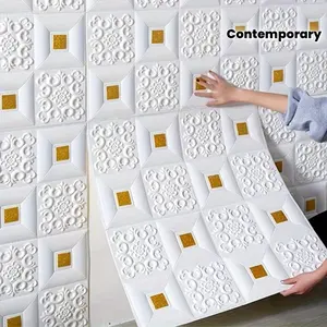 40pcs Self-Adhesive Wall Decals, Waterproof Foam Brick Texture 3D Stickers, Home Renovation, Kitchen Living Room Bedroom Decor