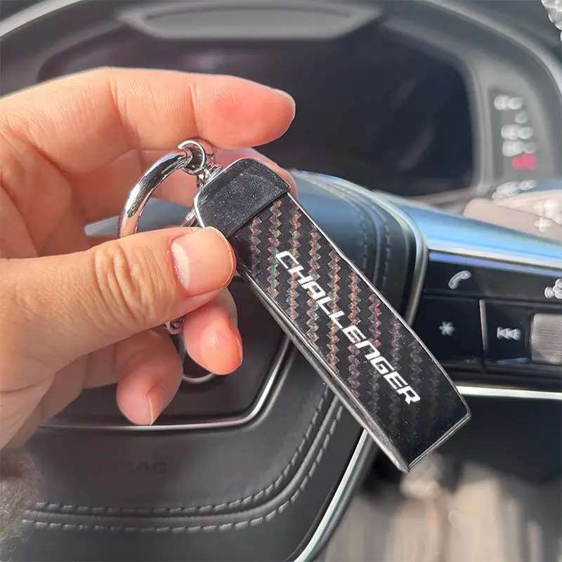 Dodge Challenger Keychain, Car Key Ring, Carbon Fiber Material, Multiple Colors Available, Universal Compatibility, Durable & Stylish Design, Car Key Chains