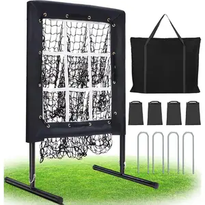 Baseball Pitching Net, 9 Hole Pitching Target Net with Strike Zone, 5 Height Adjustable Throwing Trainer, Heavy Duty Baseball Softball Net with Carry Bag for Solo Practice