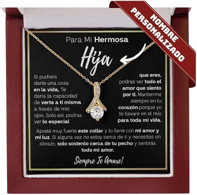 Pendant Necklace Spanish message Espanol para mi hija Birthday Gift Set With Message Card and Gift Box for Celebrating Special Occasions