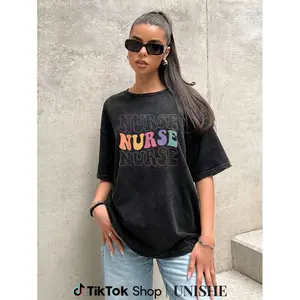 Washed 100% Cotton Unisex Nurse T-Shirt – Groovy Design for School Nurses, RN, ICU, ER, Pediatric