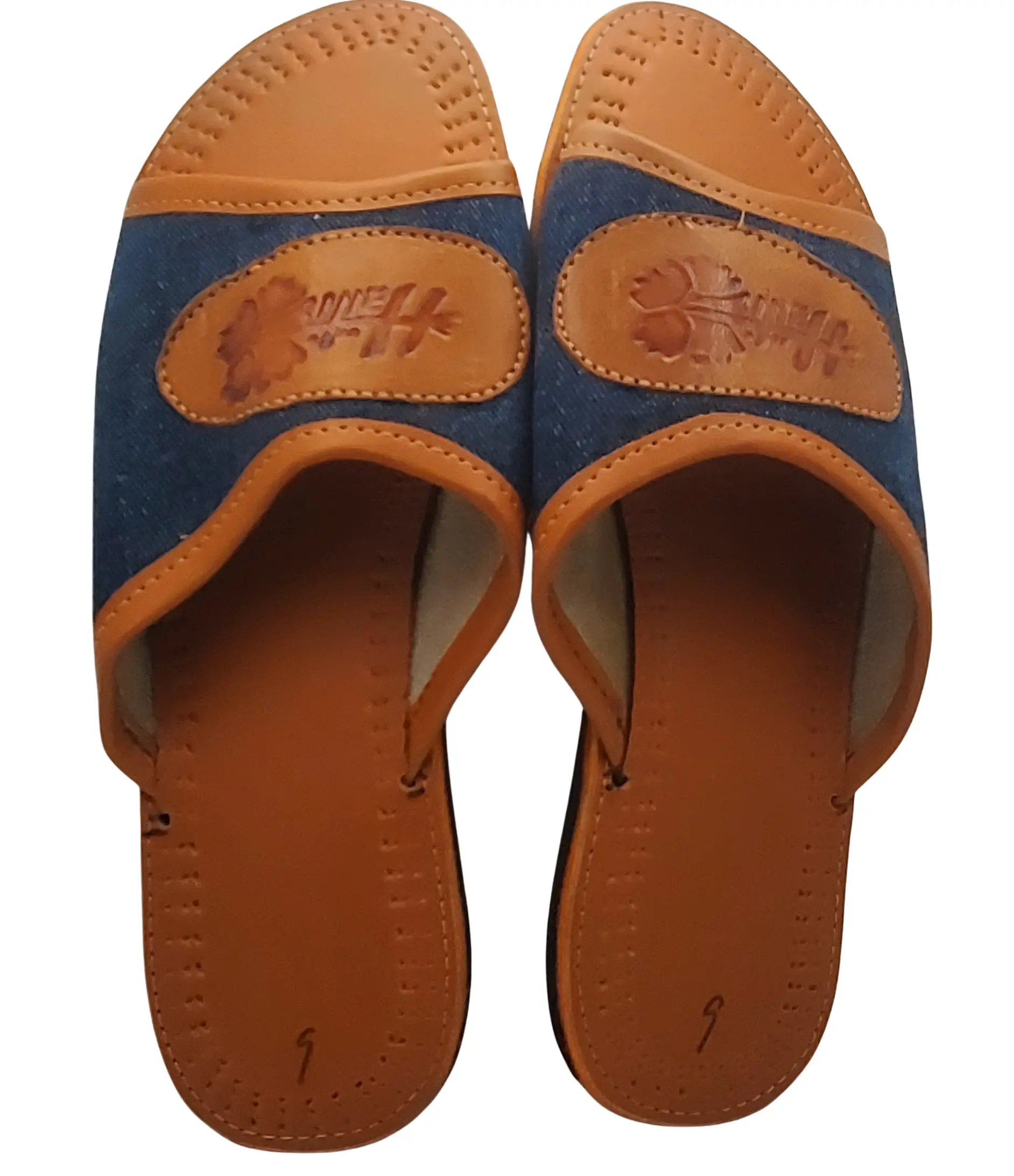Handmade Leather Sandals from Haiti – Blue & brown – Sizes 9