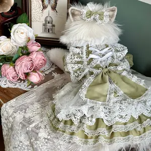 Matcha Milkshake Pet Wedding Dress for Dogs & Cats with Skirt Design for Affectionate Companionship Versatile for Picnics & Holiday Parties