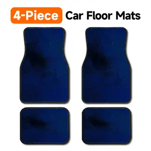 Night Sky Galaxy 4-Piece Car Floor Mats, Universal Fit Automotive Floor Liners with Deep Blue Starry Night Print, Anti-Slip All Weather Foot Mats for Cars, SUVs, Trucks, Stylish Interior Accessories