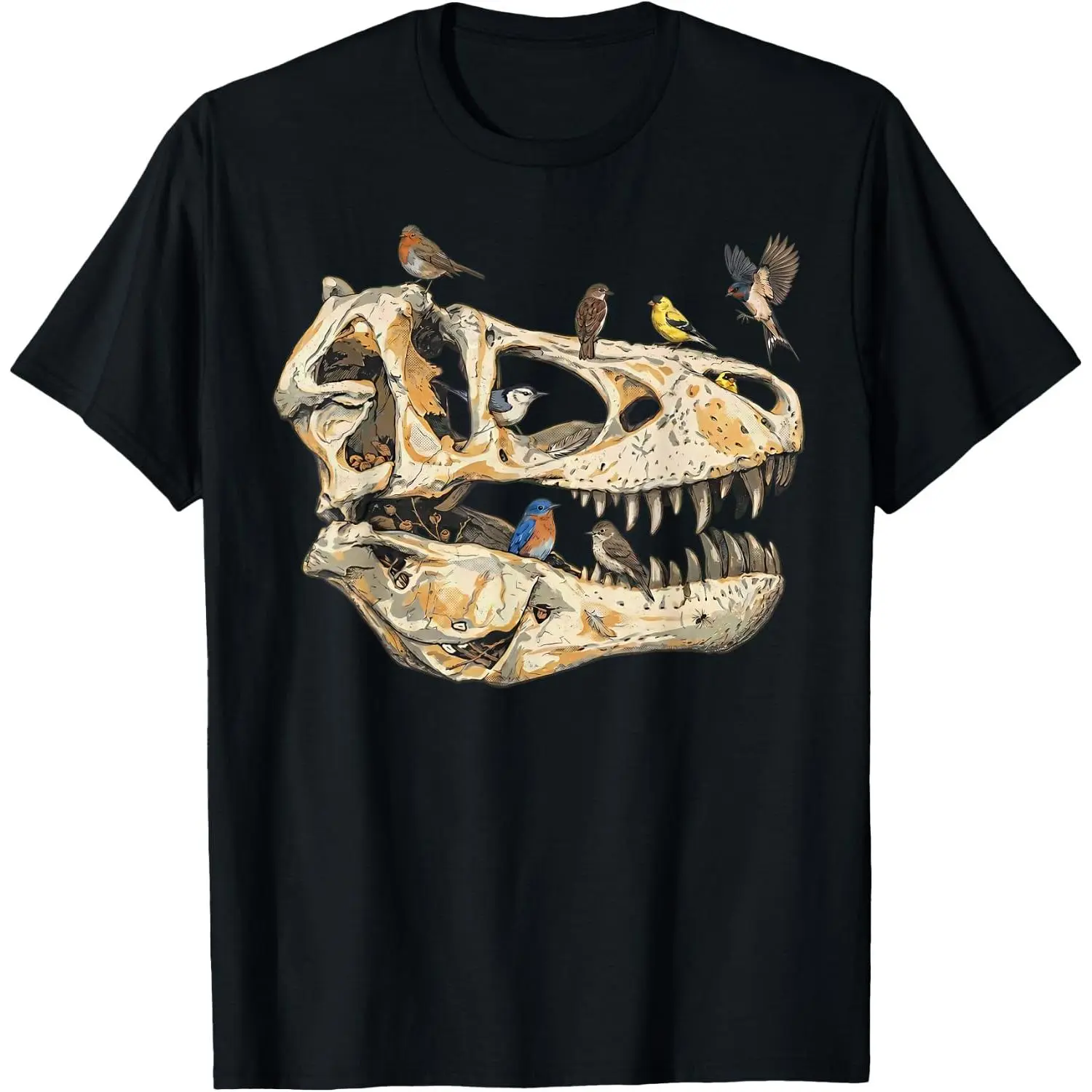Dinosaur Skull Birdwatcher Evolution Science Humor T-Shirt