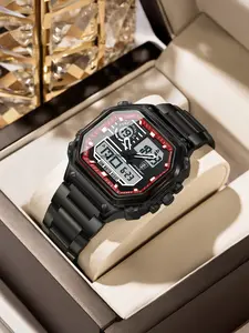 Poedagar top luxury male watch dwaterproof quartz water proof stainless steel led man watch week date military sports male electronic watches Digital quartz watch