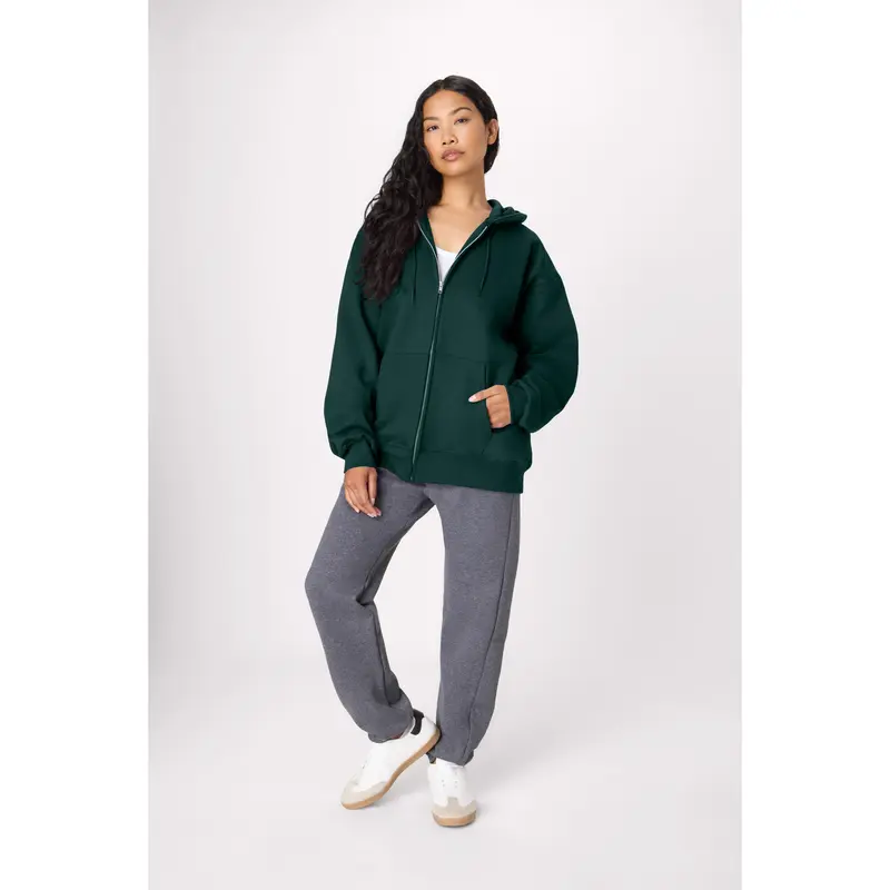 Hanes Ultimate Full-Zip Heavyweight Fleece Hoodie with Split Kanga Pocket Classic Ribbed Soft Sturdy Style Cold Weather Wear Sweatshirt