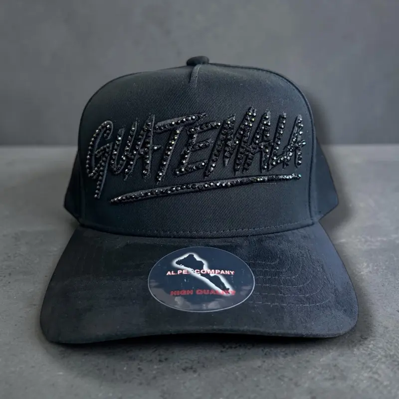 Al Pe Company Guatemala SnapBack Hat with Rhinestones Suede Visor High Quality