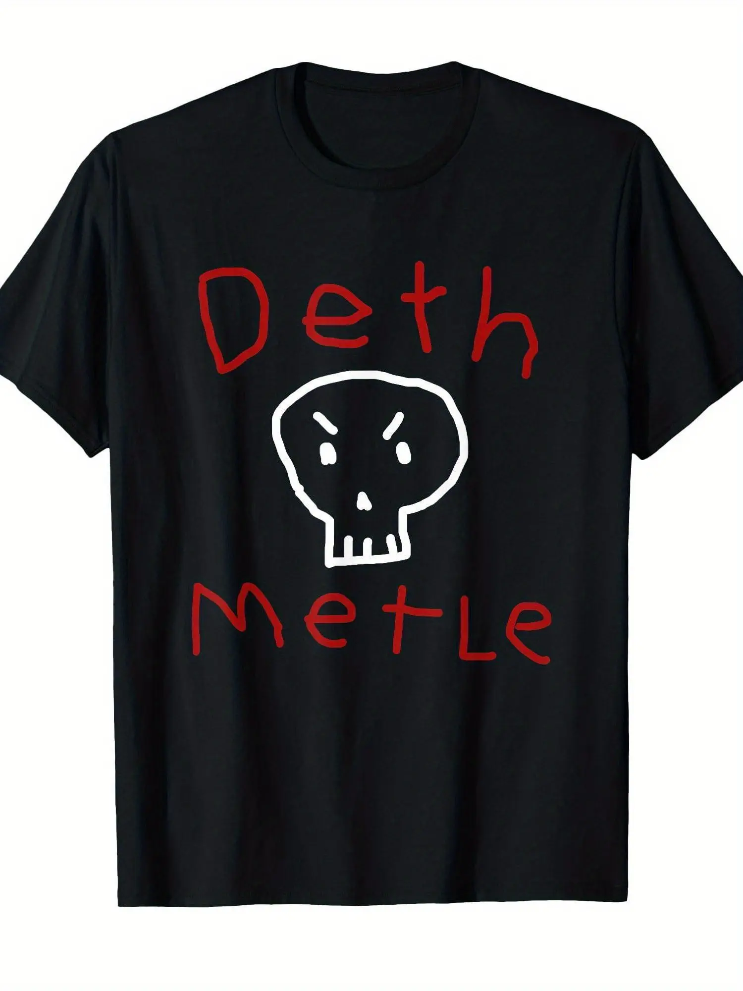 Men'S Fun Death Metal T-Shirt - Gothic Style Tee Featuring 'Death Metal' Text And Skull Design - Heavy Metal Fan Apparel - Crew Neck T-Shirt, Perfect for Concerts And Halloween