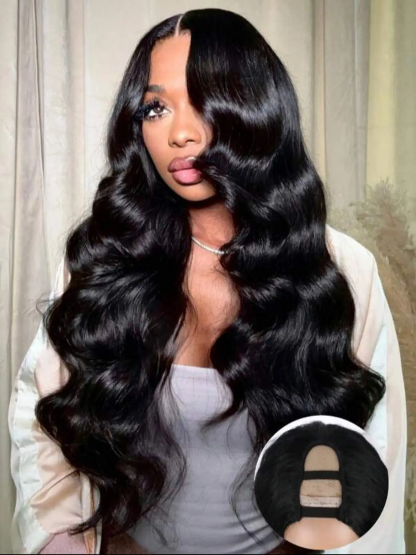 Women's U Part Human Hair Wig, Body Wave Glueless Design, 180% Density Brazilian Virgin Hair, Glueless Half Wigs For Women No Sew In No Leave Out, Human Hair Wavy, Glueless Ready To Wear Wig