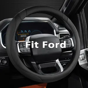 Customized Auto  Steering Wheel Cover for Ford F-150, F-250, F-350, Expedition (Black)