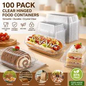 Clear Plastic Hot Dog Tray with Hinged Lid – Disposable Clamshell Take Out Containers, Cake Slice Boxes for Bakery Dessert Salad – Summer Sale, Mid Year Sale, Deals for You, Restock
