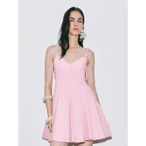 URBAN REVIVO 2026 Spring Lady's Cotton Blend Stretch Fabric A-Line Mini Skirt - Sleeveless Spaghetti Strap, Dopamine Print, Minimalist Basic Clothes, Casual Fit UWG750215