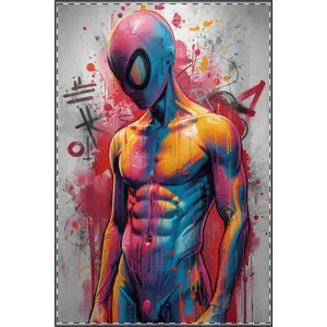 Colorful Graffiti Spy Man Satin Poster | Art Print, Urban Pop