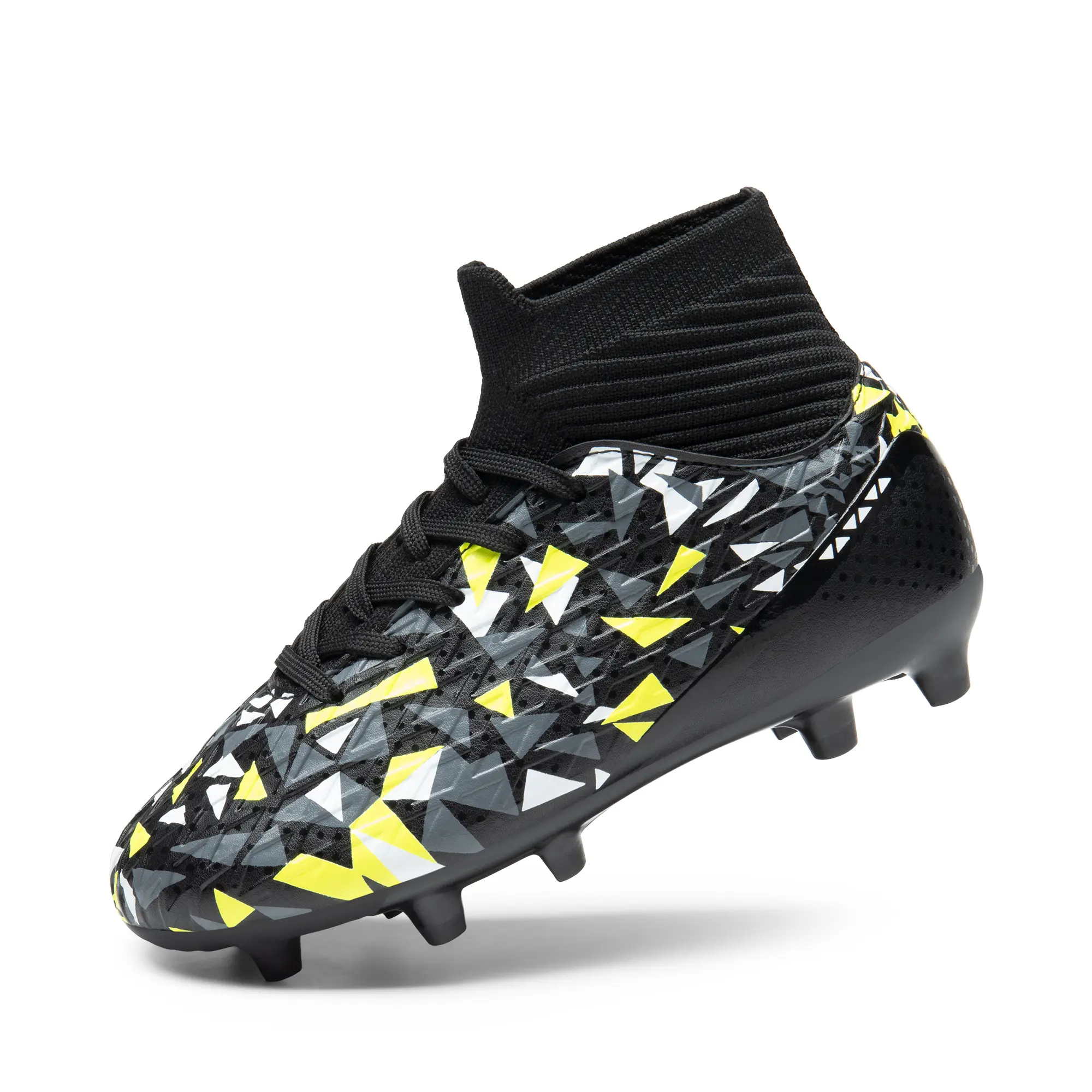 Dream Pairs Kids' High-Top Soccer Cleats, Synthetic Lace-up Shoes for Firm Ground Training with Enhanced Ball Control, Soccer Shoes Training, Spiked Soccer Cleats, Youth Fashion Shoes