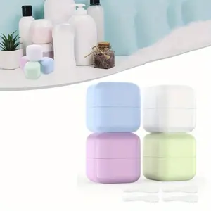 TSA Approved 1oz (30ml) Leak-Proof Travel Containers 4 Pack - Containers for Toiletries with 4 Spoons for Toiletries, Cosmetics, Face, Hand & Body Creams - TSA Compliant Travel Essentials