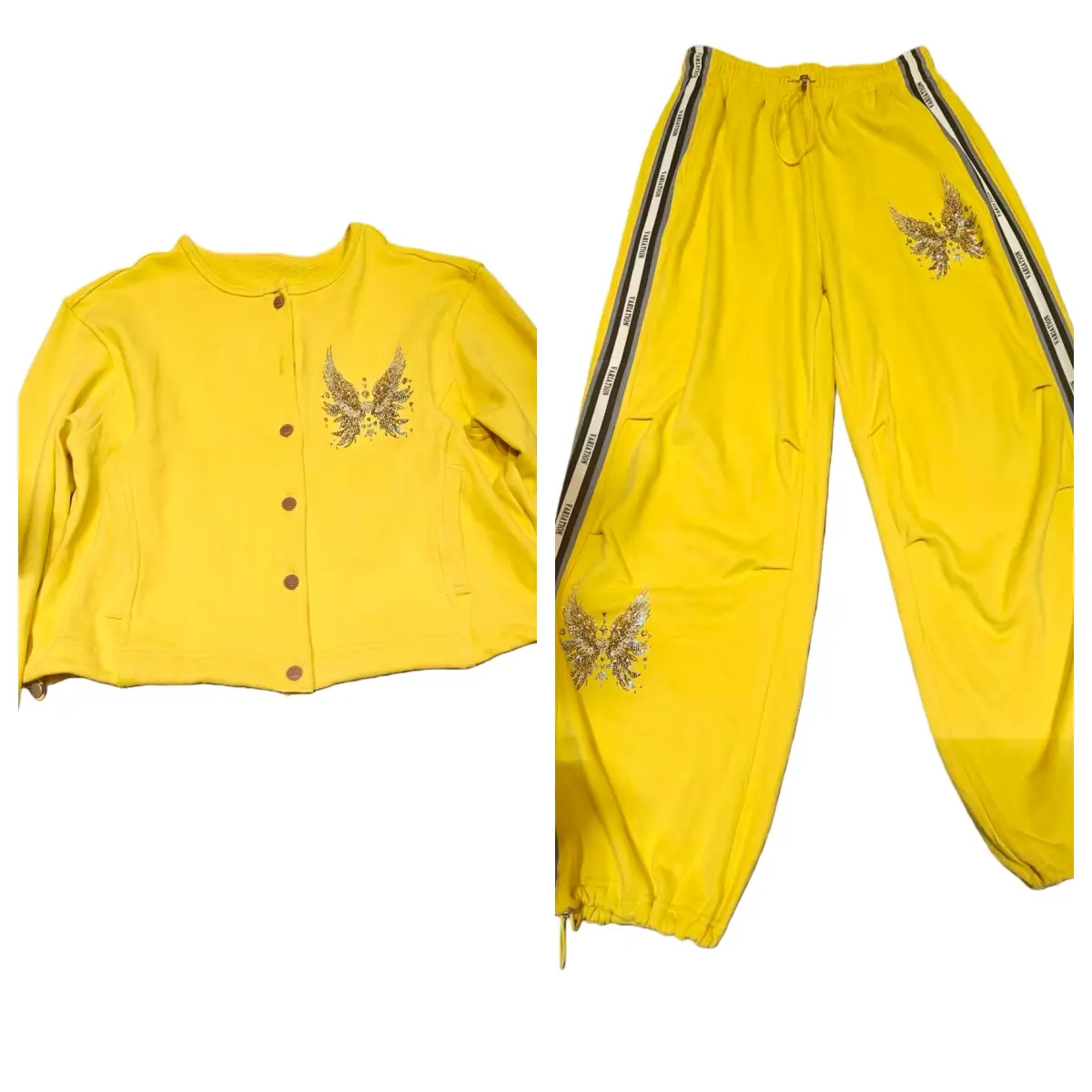 TCH-25 , New , Fashion , Personality , Hot Diamond Casual , Yellow Butterfly Set , Pants , Women