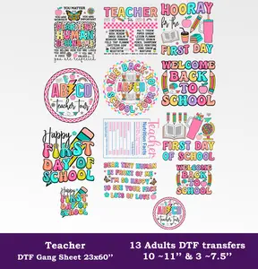 Teacher DTF Gang Sheet, 23x60 in. Ready to Press Heat transfers