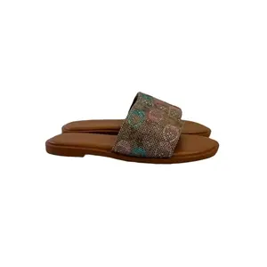 Women's Holly Sandal in Crystal Signature Jacquard,Summer Rainbow  Crystal Embellished Sandals,Fashionable Slippers(NO BOX)