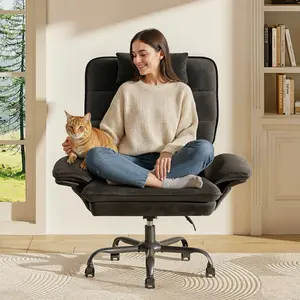 Bestier Big and Tall Executive Office Chair with Flip-Up Arms for Adults Adjustable Height Reclining with Headrest & Side Pockets 360° Swivel Ergonomic Comfortable Durable Design