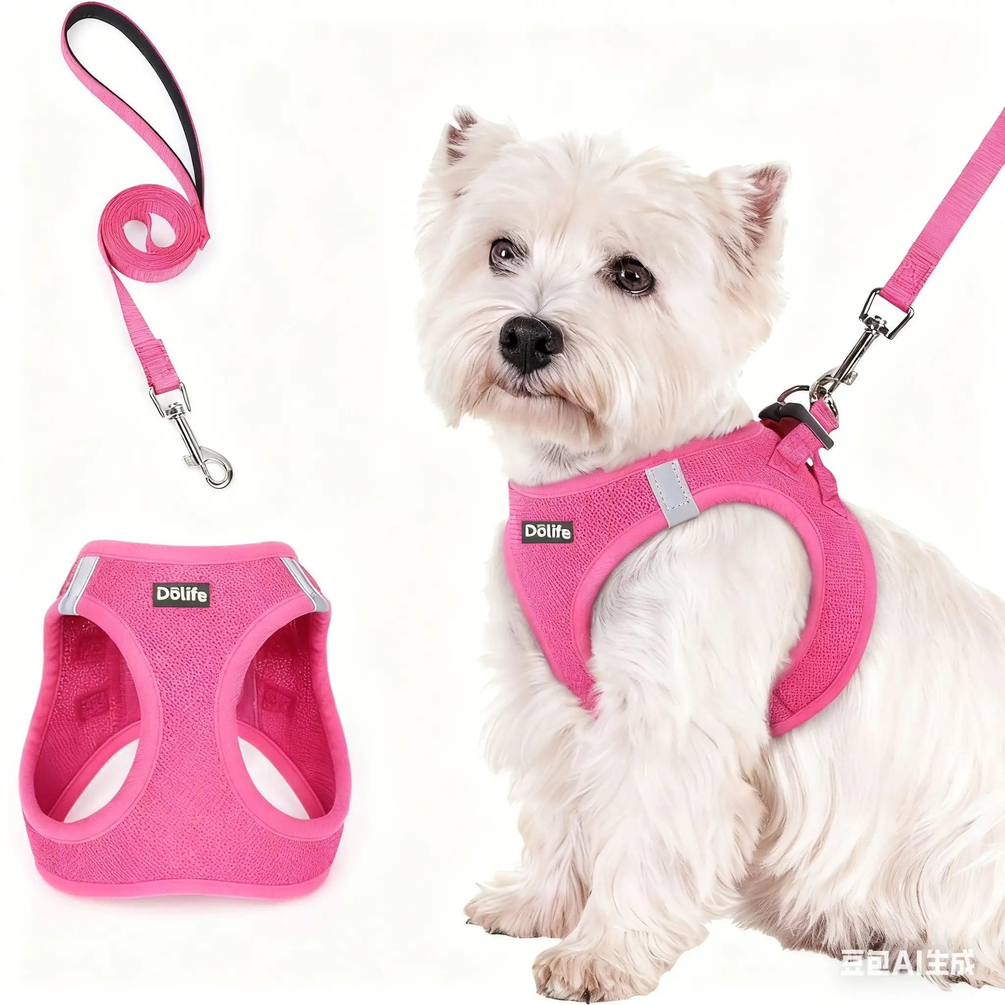 1pc Dog Harness and Leash Set, Leash Included, Breathable Mesh, Reflective Night Wear, Soft Lightweight Pet Vest, Suitable for Small Dogs, Puppies, Puppy Harness