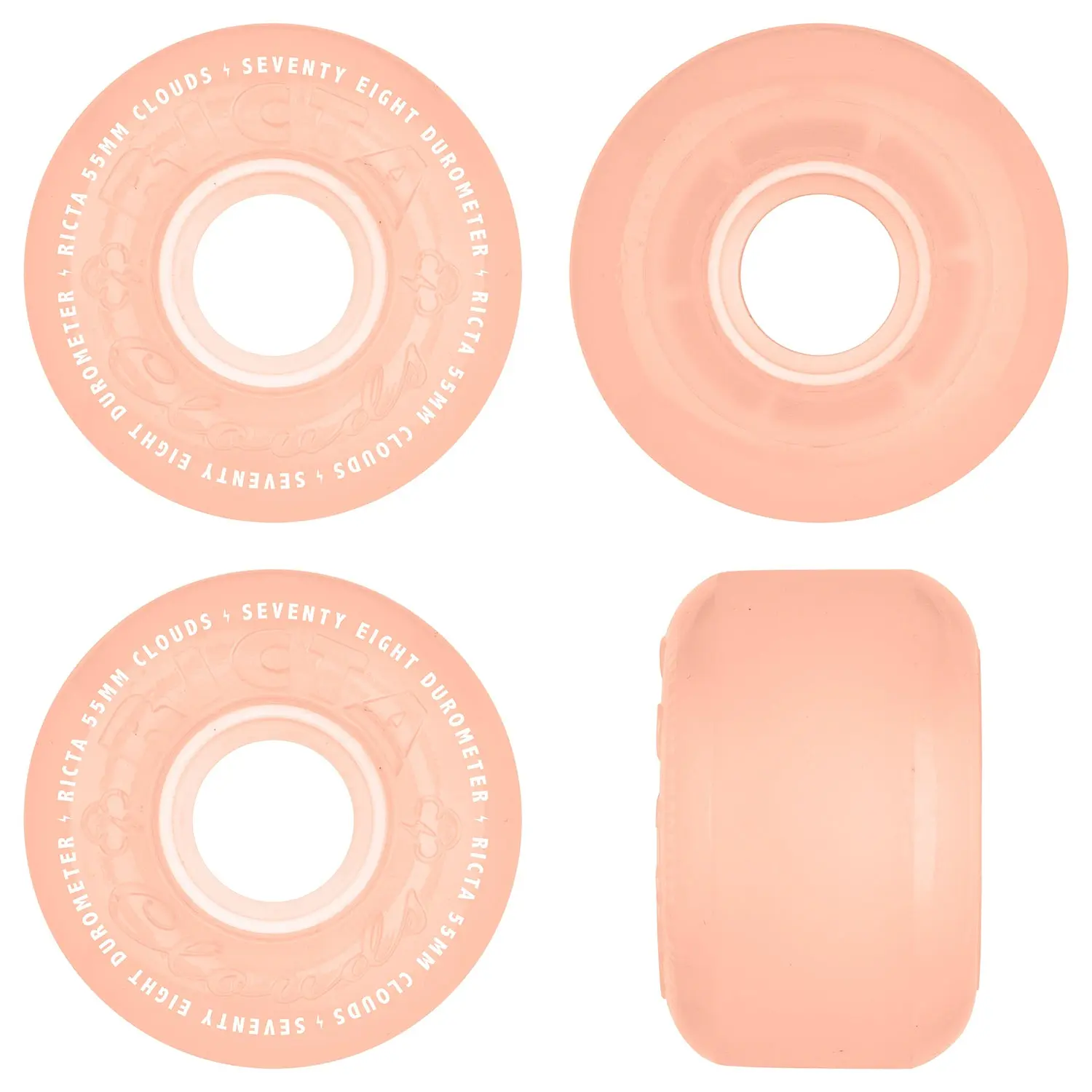 Ricta Skateboard Wheels 55mm Clouds 78A Glow in the Dark Red