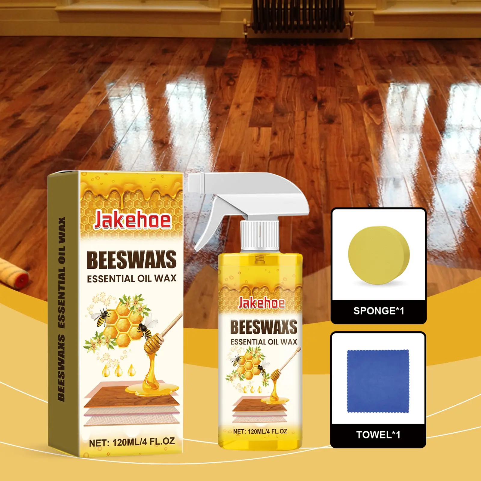 Wood Polish Beeswax Spray, Furniture Care, Household, Color Protection, Nourishing, Prevents Cracking, Wood Treatment Spray, Easy Application, Wooden Surfaces