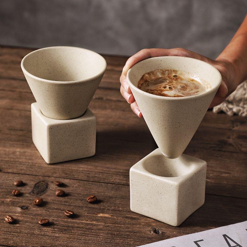 Vintage Afternoon Tea Stoneware Coffee Cup Funnel Cup INS Style Ceramic with Design Sense for Tea and Coffee Enthusiasts