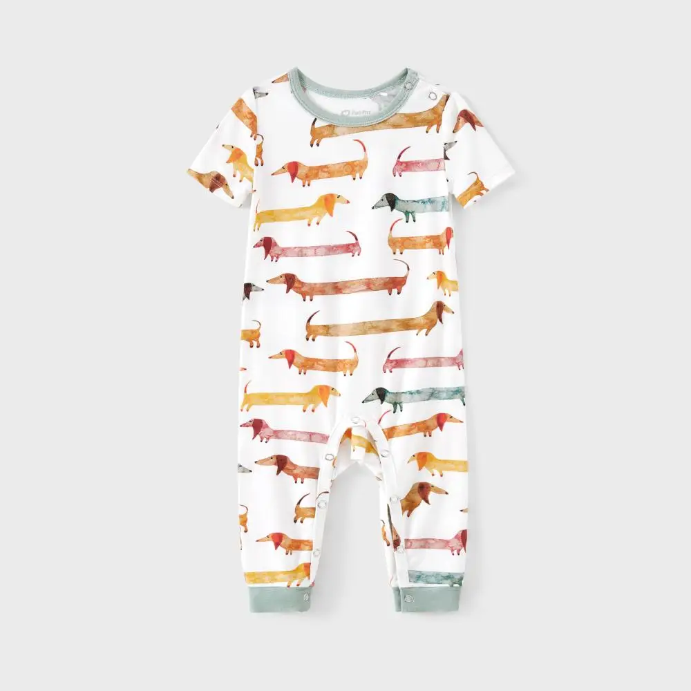 PatPat Bamboo Baby Bodysuit Bamboo Kids Pajamas Set Animal-patterned Baby One-piece Clothing