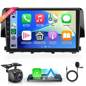 4G 64G Car Radio For【Honda Civic 2016-2020】with Android 13 Car Stereo Carplay 9 Inch Touch Screen Android Auto GPS WiFi Mirror Link FM/Backup Camera Car Audio