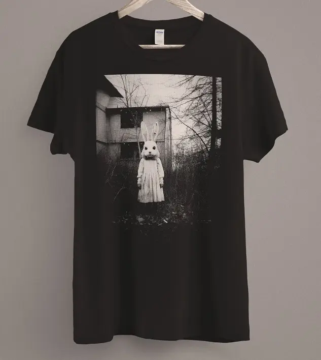 y2k Scary Rabbit Doll T-Shirt Weirdcore Halloween Horror Clothes Creepy Spooky Vibes Shirt