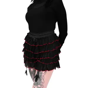 Arabella Ruffle Bloomer Shorts Black and Red