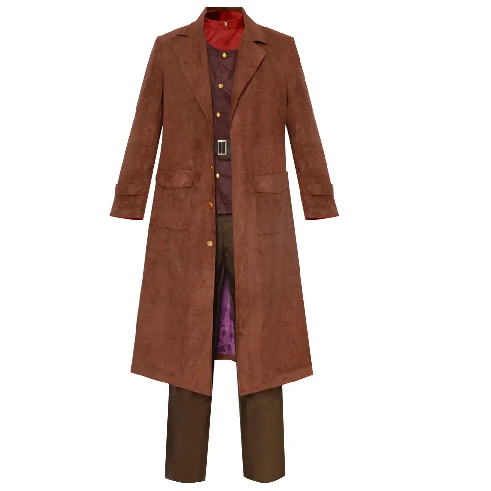Hagrid Brown Furry Overcoat Vest Shirt Pants Belt Cosplay Costume Set for Comic Con