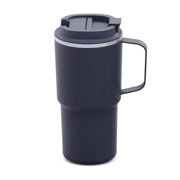 asobu Black 22oz Nitro Tumbler, Ceramic-Lined Insulated Travel Mug with Puramic™ Finish - Easy-carry handle, Durable, Spill-Proof Design, Double-Wall Stainless Steel for Pure Flavor