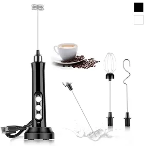 Rechargeable Electric Milk Frother, Handheld Electric Drink Foam Mixer, Mini Coffee Frother with 3 Stainless Steel Mixers, Milk Frother Wand, Kitchen Appliances
