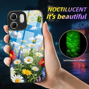 Protective Case for Infinix Hot Series, Daisy Pattern Night Glow Phone Cover, Natural Glowing, Dustproof Anti-Drop, Skin-Friendly Touch