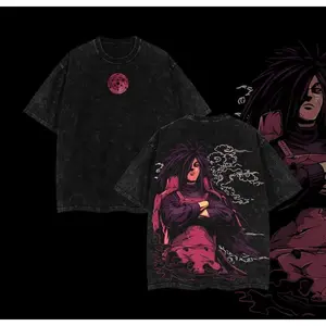 Madara Uchiha x Naruto Anime Double Printed Vintage Washed Tee Unisex Oversize Anime Manga Washed Heavyweight Cotton T-shirt Naruto Merch Madara Fan,Gifts for anime fans