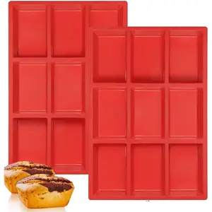 Mini Loaf Pan, Non-Stick Mini Bread Pan, 9 Cavity  Bread Baking Mold for Mini Loaf Cake, Bread, Meatloaf, Mini Cake, Cornbread, Brownie, Muffin, Rectangle Soap Bar Pack of 2