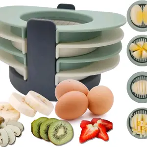 Marley and Bailee Egg Slicer 4 in 1 Interchangeable Cutters for Eggs Fruits Vegetables Kitchen Tool Utensils with Multiple Cutting Options
