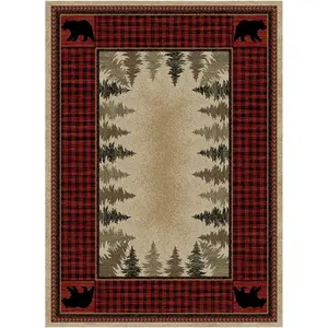 Mayberry Rug  5 ft. 3 in. x 7 ft. 3 in. Hearthside Four Corners Red Rectangle Area Rug